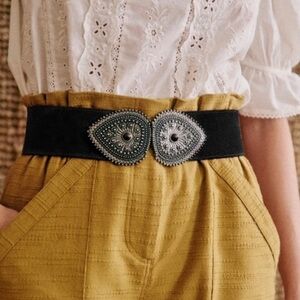 🌿|NWT| Sézane Tamara Belt in Black Velvet, Size 85cm